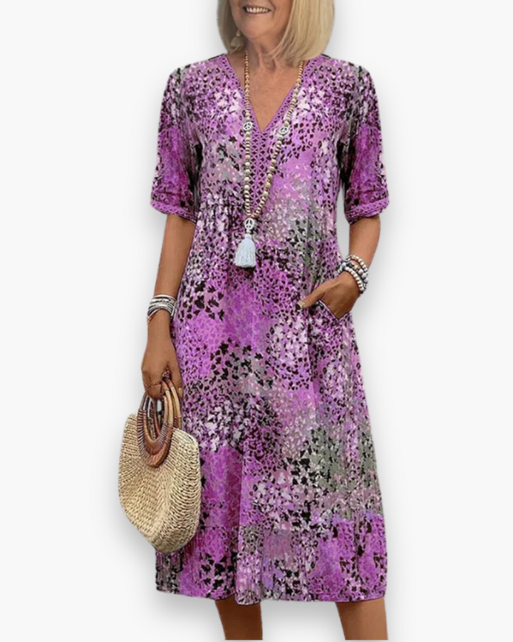 Robe midi Fleurie Lila femme | Imprimé floral éclatant, coupe fluide 3