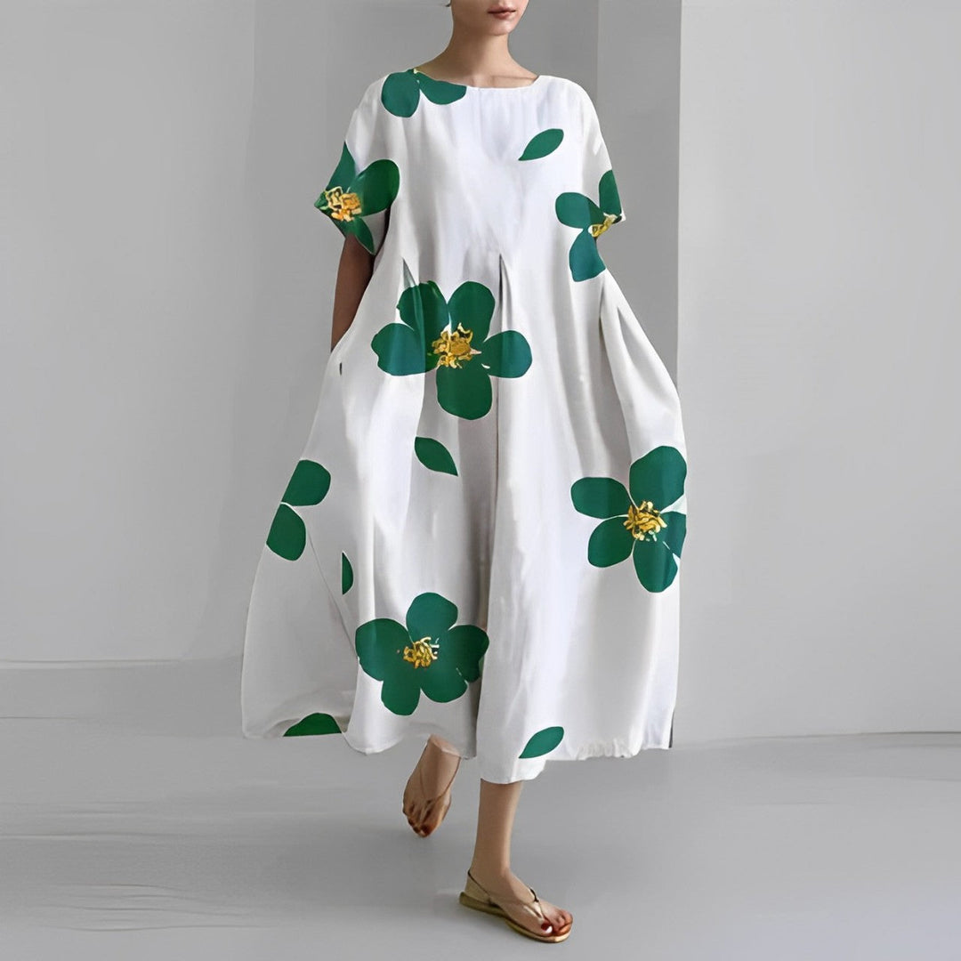 Robe midi Inès pour femmes | Imprimé artistique, coupe ample, tissu léger 1