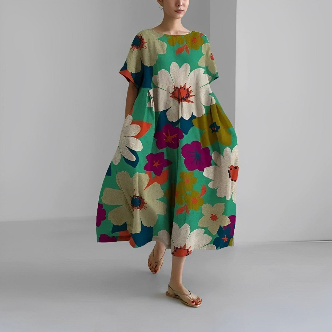 Robe midi Inès pour femmes | Imprimé artistique, coupe ample, tissu léger 10