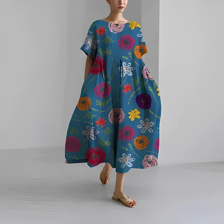 Robe midi Inès pour femmes | Imprimé artistique, coupe ample, tissu léger 3