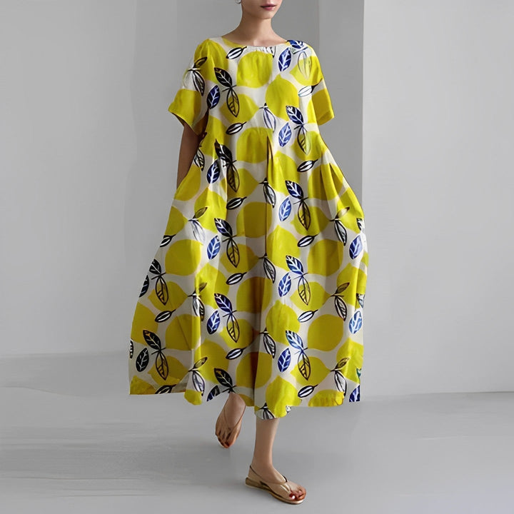 Robe midi Inès pour femmes | Imprimé artistique, coupe ample, tissu léger 4