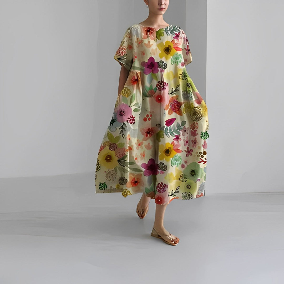 Robe midi Inès pour femmes | Imprimé artistique, coupe ample, tissu léger 6