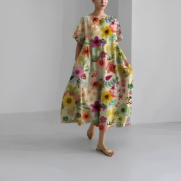 Robe midi Inès pour femmes | Imprimé artistique, coupe ample, tissu léger 6