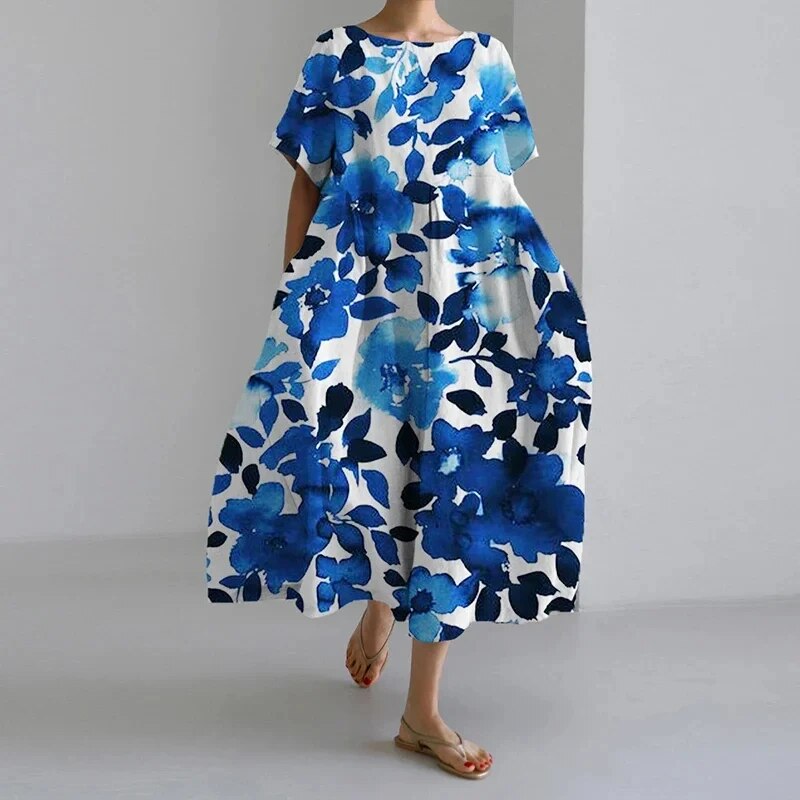 Robe midi Inès pour femmes | Imprimé artistique, coupe ample, tissu léger 9