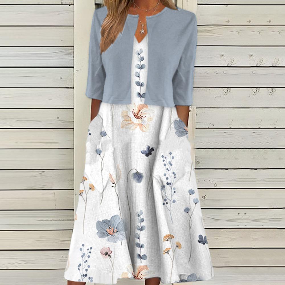 Robe midi Léa pour femmes | Tissu léger, design fleuri élégant 0