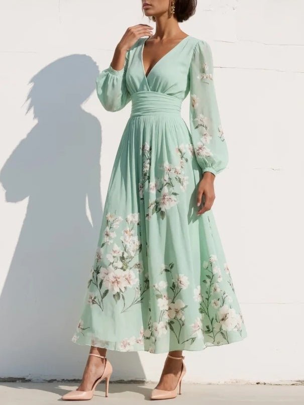 Robe midi Mélina | Plissée, Imprimé Floral & Encolure en V 1