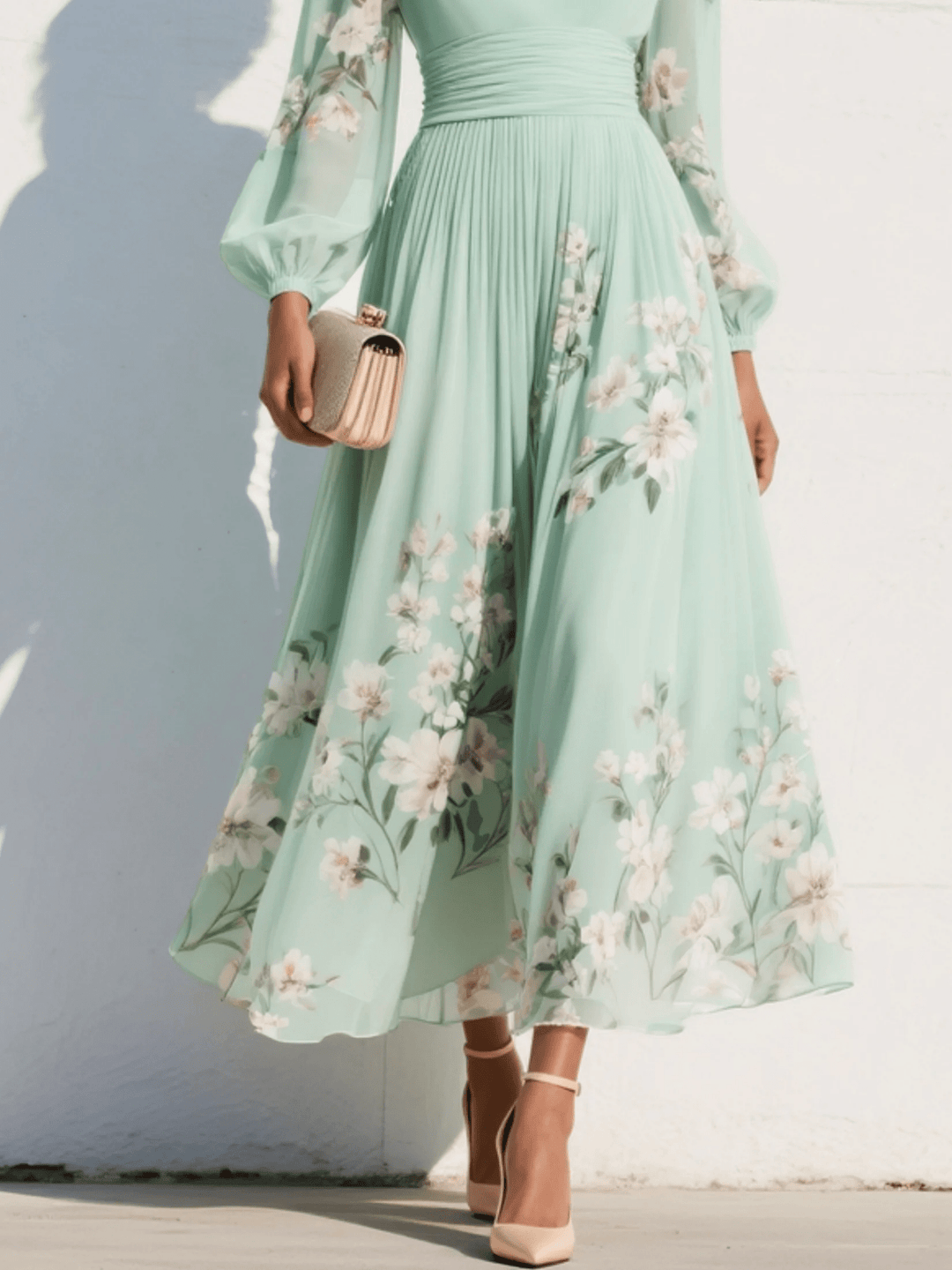 Robe midi Mélina | Plissée, Imprimé Floral & Encolure en V 4