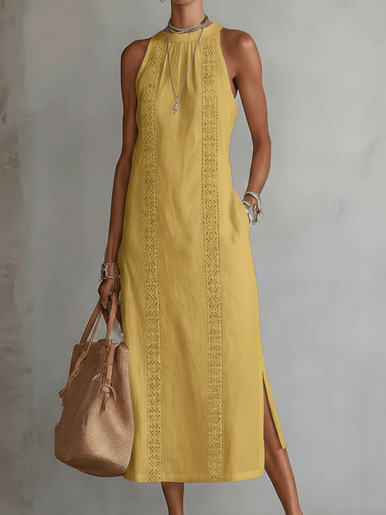 Robe midi Mirelle | Col Mandarin, Coupe Fluide Sans Manches, Chic et Élégante 5