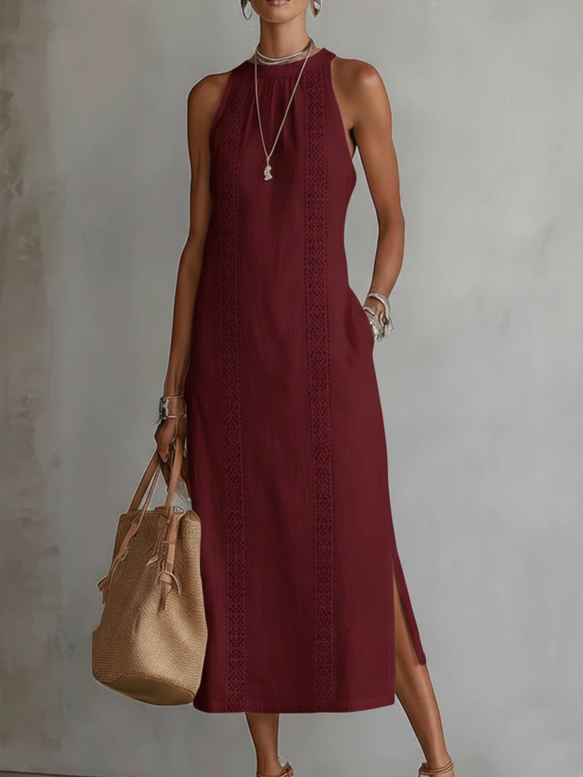 Robe midi Mirelle | Col Mandarin, Coupe Fluide Sans Manches, Chic et Élégante 6