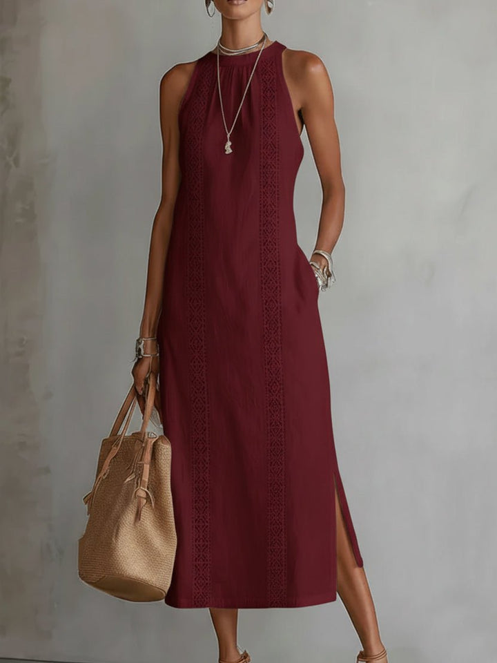 Robe midi Mirelle | Col Mandarin, Coupe Fluide Sans Manches, Chic et Élégante 6