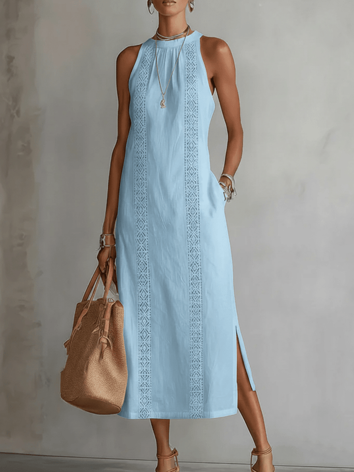 Robe midi Mirelle | Col Mandarin, Coupe Fluide Sans Manches, Chic et Élégante 7