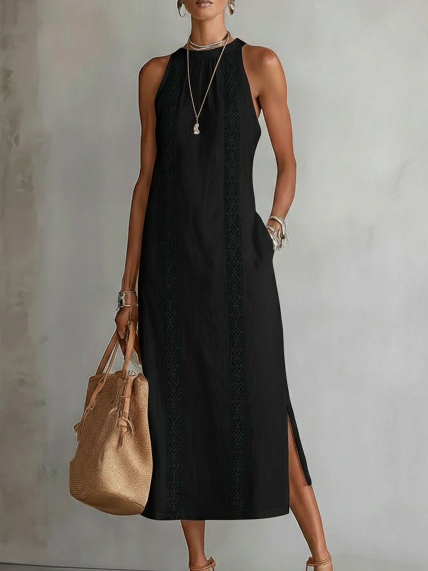 Robe midi Mirelle | Col Mandarin, Coupe Fluide Sans Manches, Chic et Élégante 8