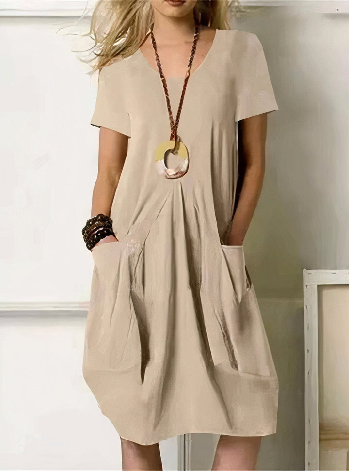 Robe midi Moreau | Coupe évasée en coton, encolure ronde et poches latérales 3