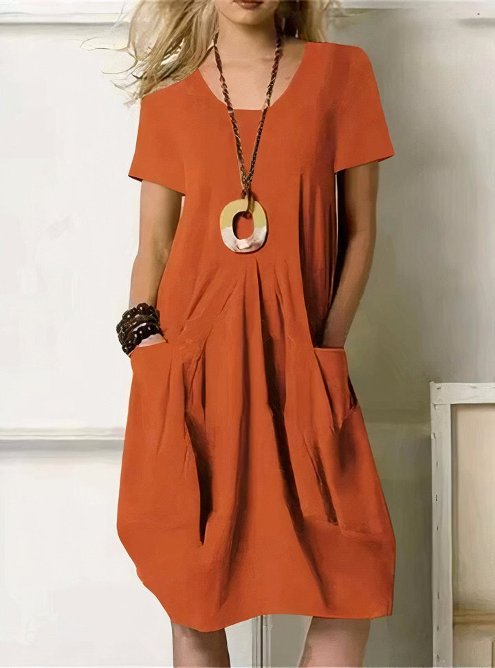 Robe midi Moreau | Coupe évasée en coton, encolure ronde et poches latérales 4