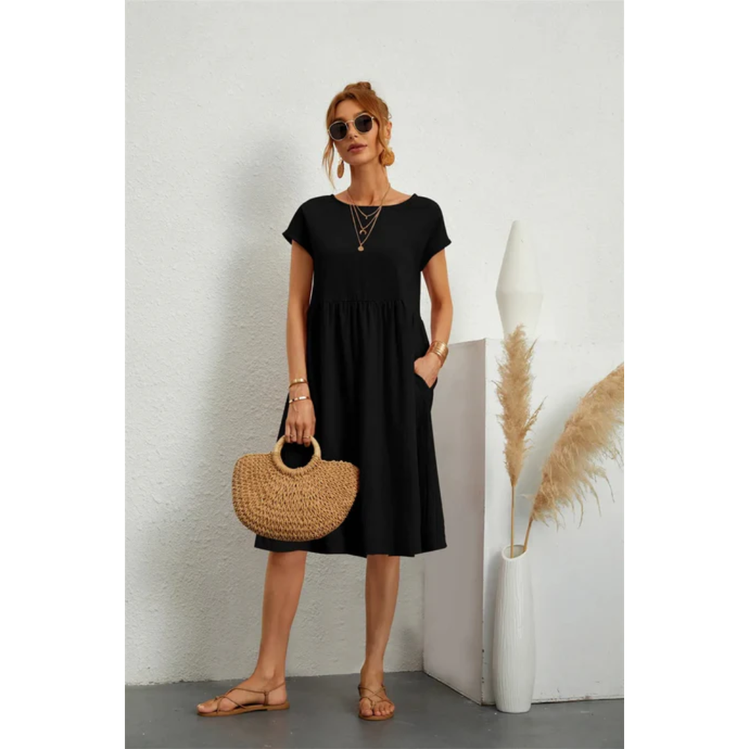 Robe midi Valérie Femme | Élégante et Fluide, Manches Courtes 2