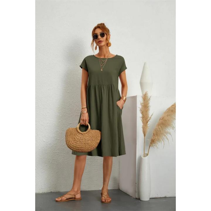 Robe midi Valérie Femme | Élégante et Fluide, Manches Courtes 3