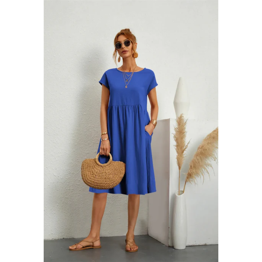 Robe midi Valérie Femme | Élégante et Fluide, Manches Courtes 4