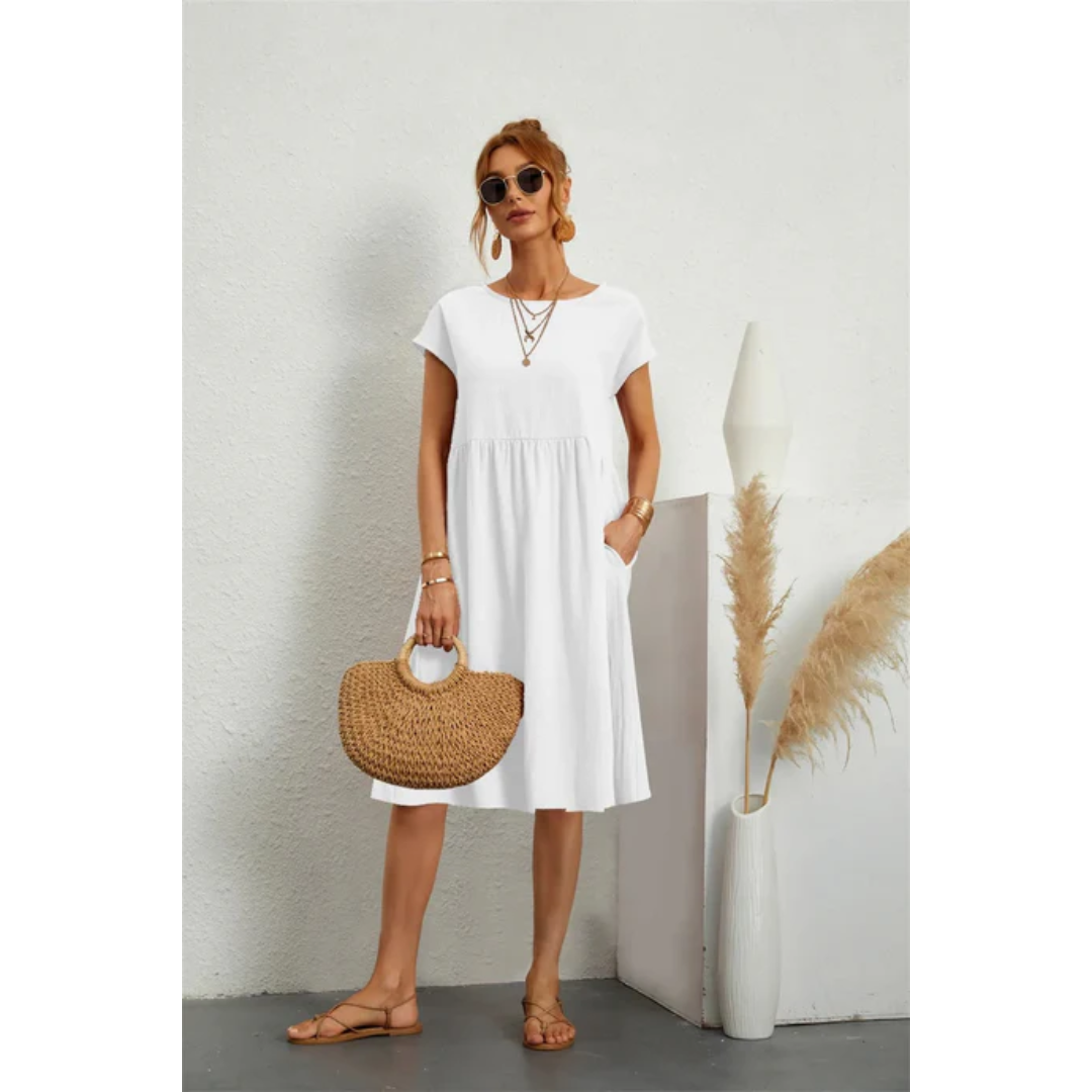Robe midi Valérie Femme | Élégante et Fluide, Manches Courtes 6
