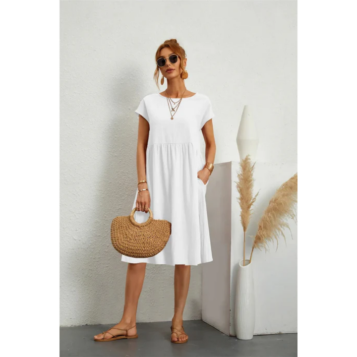 Robe midi Valérie Femme | Élégante et Fluide, Manches Courtes 6