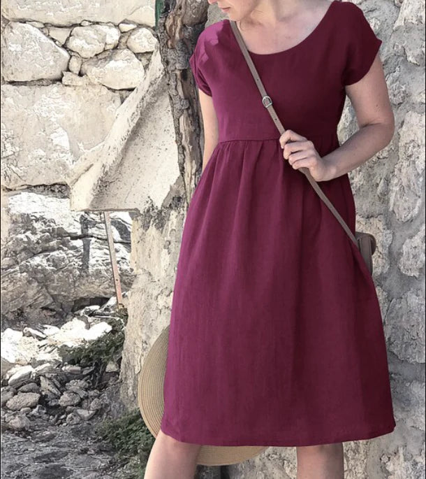 Robe midi Valérie Femme | Élégante et Fluide, Manches Courtes 8
