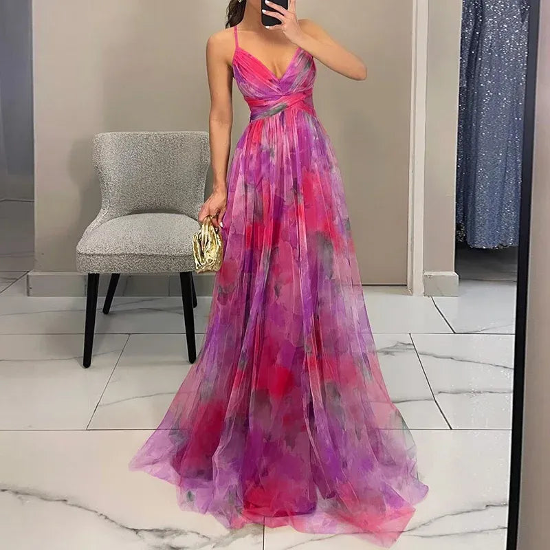 Robe Aquarelle Sarah | Maxi Fluide, Imprimé Artistique, Été 4