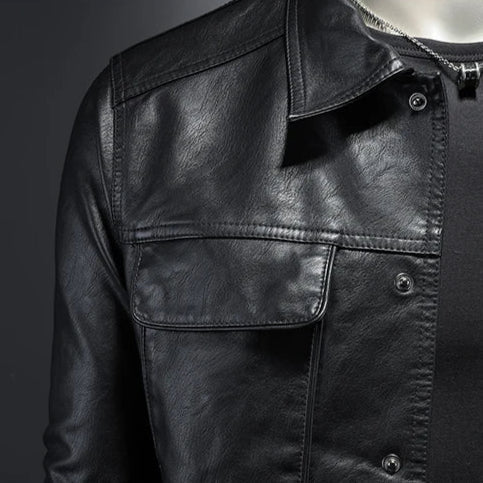 Veste en Cuir Rider Léo | Homme, Col Zippé, Style Moderne 6