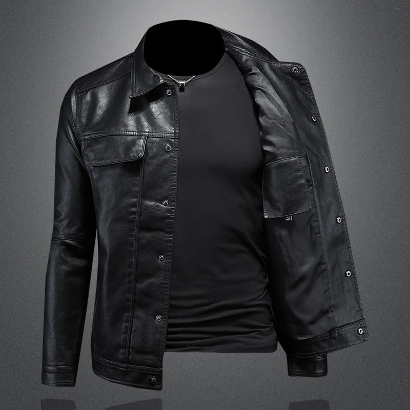 Veste en Cuir Rider Léo | Homme, Col Zippé, Style Moderne 5