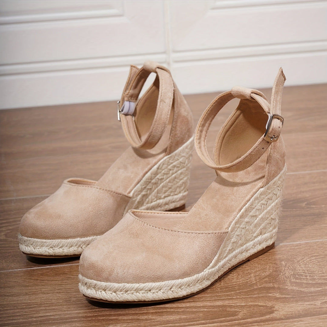 Sandales Compensées Elara Femme | Effet Daim, Bride Ajustable 2