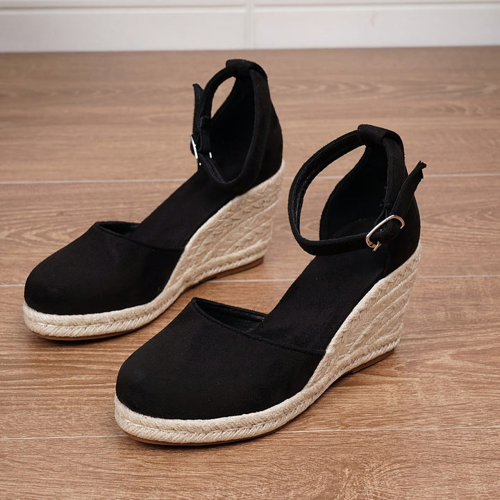 Sandales Compensées Elara Femme | Effet Daim, Bride Ajustable 3