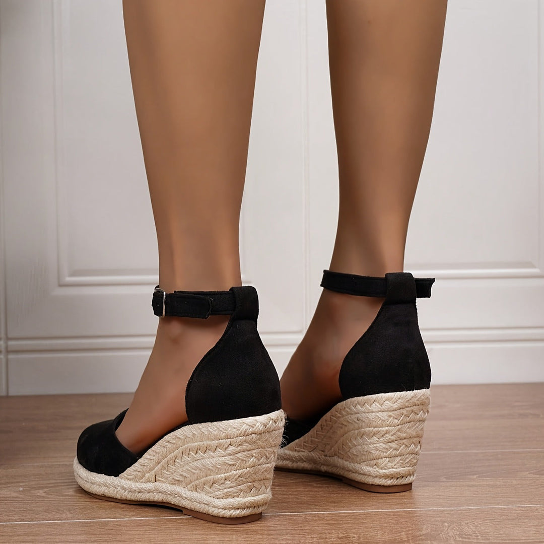 Sandales Compensées Elara Femme | Effet Daim, Bride Ajustable 4