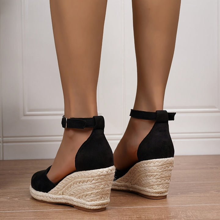 Sandales Compensées Elara Femme | Effet Daim, Bride Ajustable 4
