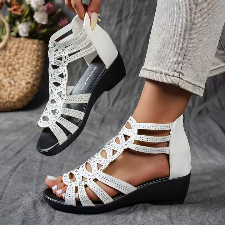 Sandales Compensées Mira | Design Élégué avec Fermeture Éclair 6