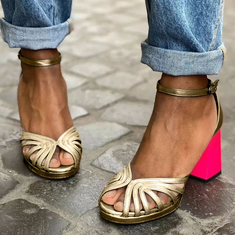 Sandales Éva à Talon Épais | Brides Ajustées pour un Maintien Optimal 0