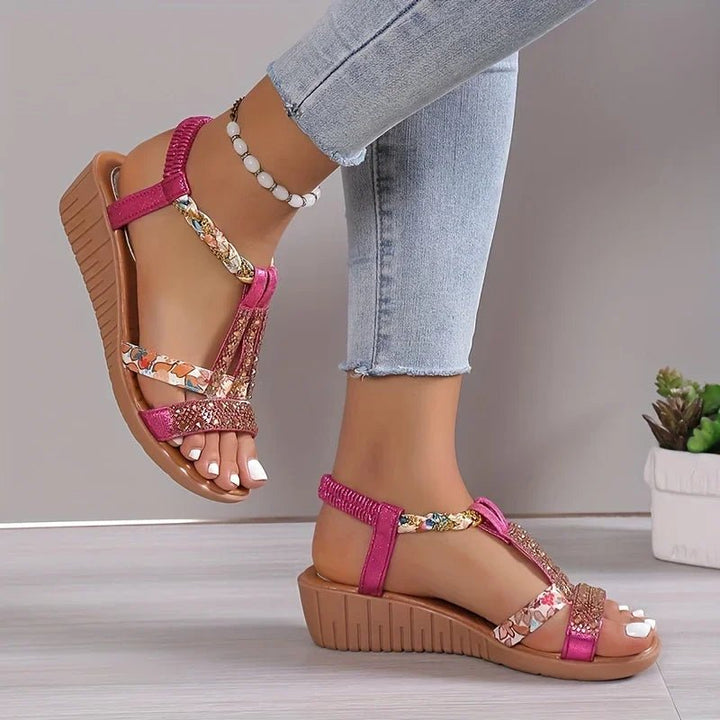 Sandales Stella Femme | Compensées à Strass, Confort Estival 1