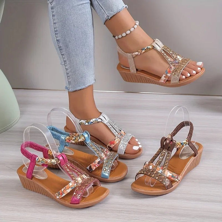 Sandales Stella Femme | Compensées à Strass, Confort Estival 4