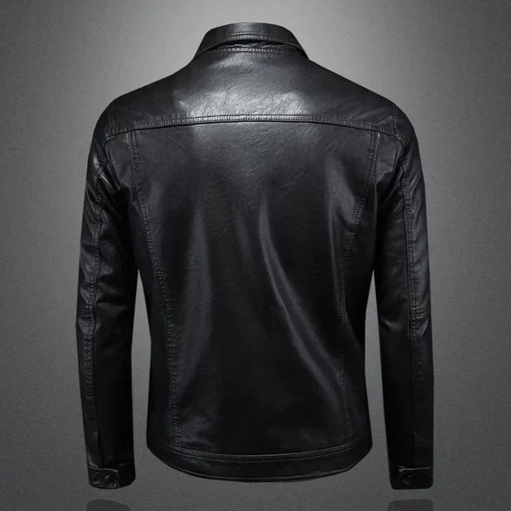 Veste en Cuir Rider Léo | Homme, Col Zippé, Style Moderne 4