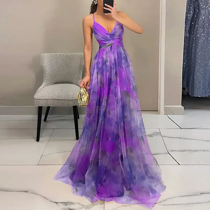 Robe Aquarelle Sarah | Maxi Fluide, Imprimé Artistique, Été 5