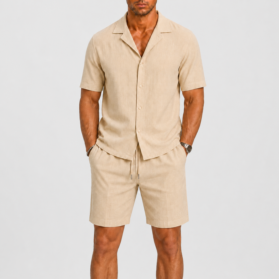 Set Celvoir | Chemise Col Camp & Short en Lin Léger pour Homme 0
