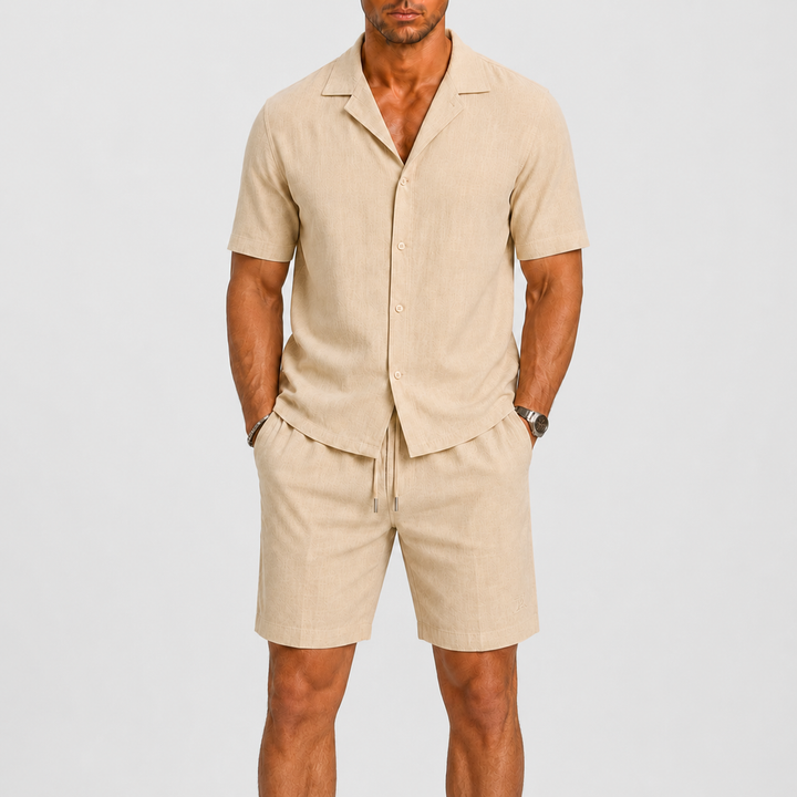 Set Celvoir | Chemise Col Camp & Short en Lin Léger pour Homme 0