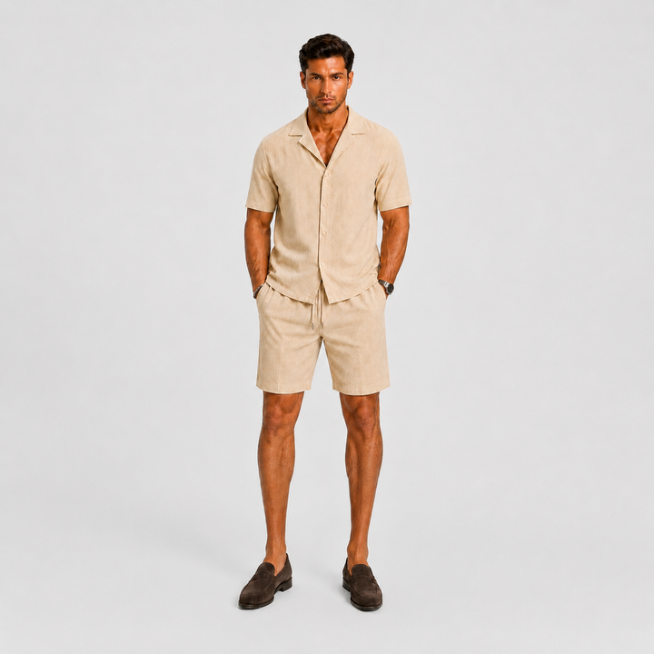 Set Celvoir | Chemise Col Camp & Short en Lin Léger pour Homme 2