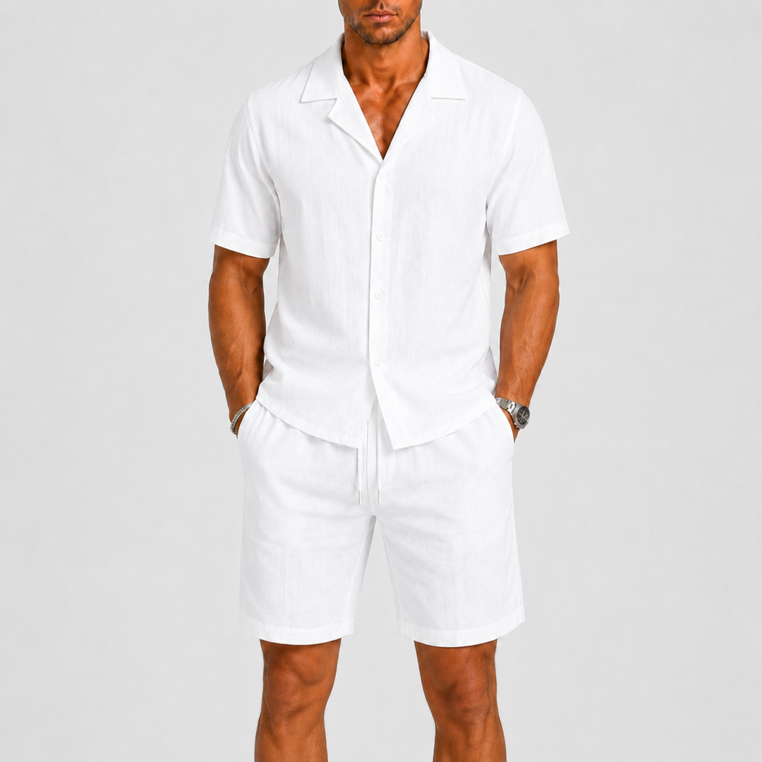 Set Celvoir | Chemise Col Camp & Short en Lin Léger pour Homme 4