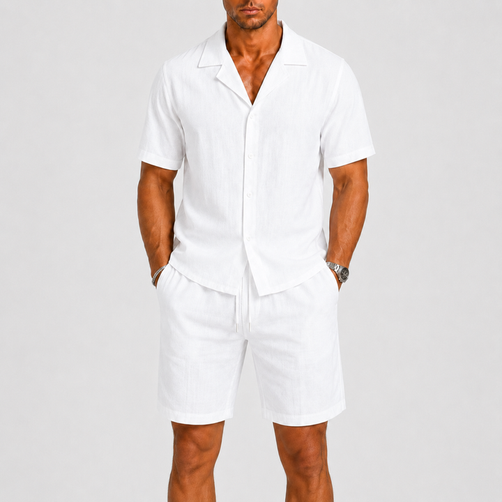 Set Celvoir | Chemise Col Camp & Short en Lin Léger pour Homme 4