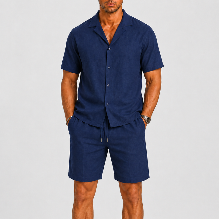 Set Celvoir | Chemise Col Camp & Short en Lin Léger pour Homme 5