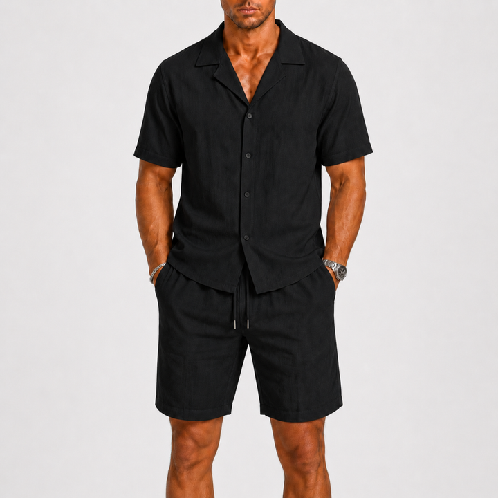 Set Celvoir | Chemise Col Camp & Short en Lin Léger pour Homme 6