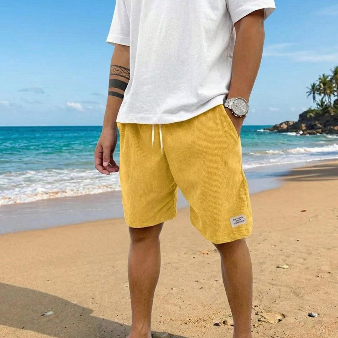Short Gabin | Velours Côtelé, Taille Élastique, Style Décontracté Homme 0