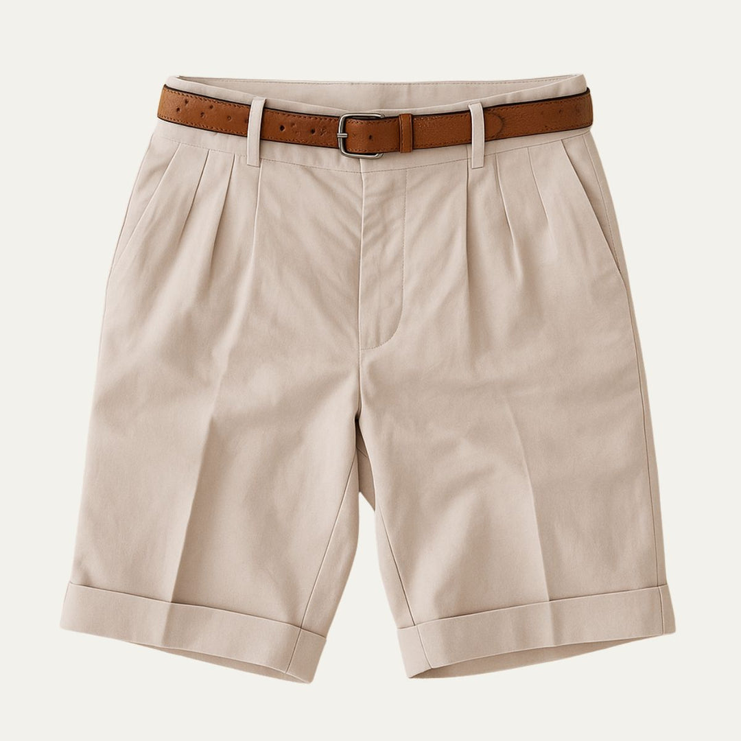 Short Homme à Pinces Leo | 100% Coton, Ceinture Fine & Poches Latérales 0
