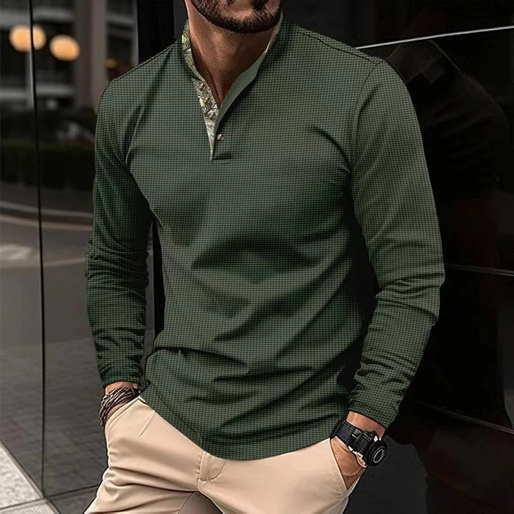 Chemise Henley Nicolas | Manches Longues, Col Boutonné pour Homme 0