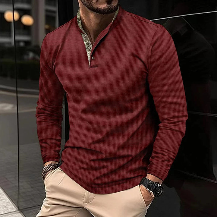 Chemise Henley Nicolas | Manches Longues, Col Boutonné pour Homme 1