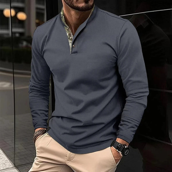 Chemise Henley Nicolas | Manches Longues, Col Boutonné pour Homme 4