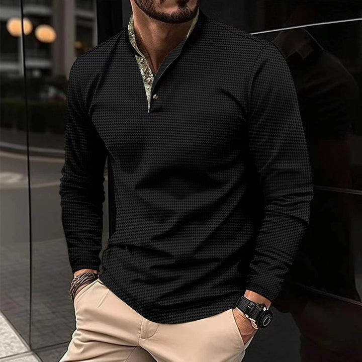 Chemise Henley Nicolas | Manches Longues, Col Boutonné pour Homme 5